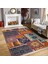 Floral Zeminde Patchwork Motifli Otantik Desenli Vintage Geometrik Dijital Baskılı Makinede Yıkanabilir Kaymaz Taban Saçaklı Halı 1