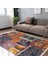 Floral Zeminde Patchwork Motifli Otantik Desenli Vintage Geometrik Dijital Baskılı Makinede Yıkanabilir Kaymaz Taban Saçaklı Halı 5