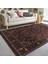 Kahverengi Zeminde Kilim Motifli Etnik Desenli Etnik Motifler Vintage Dış Mekan & Outdoor Yatak Odası Dijital Baskılı Makinede Yıkanabilir Kaymaz Taban Saçaklı Halı 3