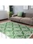 Yeşil Zeminde Damask Motifli Geleneksel Desenli Floral Vintage Dijital Baskılı Makinede Yıkanabilir Kaymaz Taban Saçaklı Halı 3