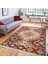 Kırmızı Zeminde Etnik Motifli Kilim Desenli Avangarde Vintage Dijital Baskılı Makinede Yıkanabilir Kaymaz Taban Saçaklı Halı 1