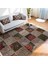 Bej Zeminde Patchwork Motifli Çiçek Desenli Vintage Klasik Dijital Baskılı Makinede Yıkanabilir Kaymaz Taban Saçaklı Halı 3