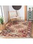 Kırmızı Zeminde Etnik Motifli Kilim Desenli Avangarde Vintage Dijital Baskılı Makinede Yıkanabilir Kaymaz Taban Saçaklı Halı 5