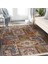 Otantik Zeminde Geleneksel Motifli Patchwork Desenli Vintage Etnik Motifler Dijital Baskılı Makinede Yıkanabilir Kaymaz Taban Saçaklı Halı 5