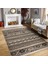 Kahverengi - Krem Zeminde Geleneksel Motifli Kilim Desenli Etnik Motifler Geometrik Dijital Baskılı Makinede Yıkanabilir Kaymaz Taban Saçaklı Halı 1