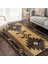 Kahverengi Zeminde Geometrik Motifli Kilim Desenli Vintage Etnik Motifler Dijital Baskılı Makinede Yıkanabilir Kaymaz Taban Saçaklı Halı 1