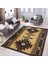 Kahverengi Zeminde Geometrik Motifli Kilim Desenli Vintage Etnik Motifler Dijital Baskılı Makinede Yıkanabilir Kaymaz Taban Saçaklı Halı 2