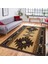 Kahverengi Zeminde Geometrik Motifli Kilim Desenli Vintage Etnik Motifler Dijital Baskılı Makinede Yıkanabilir Kaymaz Taban Saçaklı Halı 3