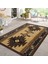 Kahverengi Zeminde Geometrik Motifli Kilim Desenli Vintage Etnik Motifler Dijital Baskılı Makinede Yıkanabilir Kaymaz Taban Saçaklı Halı 5