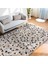 Krem - Kahverengi Zeminde Patchwork Motifli Geleneksel Desenli Geometrik Dijital Baskılı Makinede Yıkanabilir Kaymaz Taban Saçaklı Halı 5