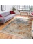 Mavi - Yavruağzı Zeminde Dokuma Motifli Kilim Desenli Eskitme Motifli Vintage Dijital Baskılı Makinede Yıkanabilir Kaymaz Taban Saçaklı Halı 5