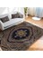 Lacivert Zeminde Osmanlı Motifli Kilim Desenli Eskitme Motifli Vintage Dijital Baskılı Makinede Yıkanabilir Kaymaz Taban Saçaklı Halı 1