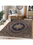 Lacivert Zeminde Osmanlı Motifli Kilim Desenli Eskitme Motifli Vintage Dijital Baskılı Makinede Yıkanabilir Kaymaz Taban Saçaklı Halı 2