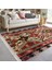 Kırmızı Zeminde Türkmen Motifli Kilim Desenli Avangarde Vintage Dijital Baskılı Makinede Yıkanabilir Kaymaz Taban Saçaklı Halı 3