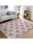 Beyaz Zeminde Art Deco Motifli Patchwork Desenli Geometrik Dijital Baskılı Makinede Yıkanabilir Kaymaz Taban Saçaklı Halı 2