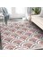 Beyaz Zeminde Art Deco Motifli Patchwork Desenli Geometrik Dijital Baskılı Makinede Yıkanabilir Kaymaz Taban Saçaklı Halı 3