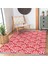 Kırmızı Zeminde Damask Motifli Otantik Desenli Avangarde Vintage Koridor & Antre Ofis Dijital Baskılı Makinede Yıkanabilir Kaymaz Taban Saçaklı Halı 3