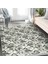 Gri Zeminde Floral Motifli Çiçek Desenli Floral Modern Dijital Baskılı Makinede Yıkanabilir Kaymaz Taban Saçaklı Halı 1