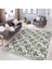 Gri Zeminde Floral Motifli Çiçek Desenli Floral Modern Dijital Baskılı Makinede Yıkanabilir Kaymaz Taban Saçaklı Halı 5