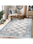Gri - Mavi Zeminde Dokuma Halı Motifli Kilim Desenli Vintage Eskitme Motifli Dijital Baskılı Makinede Yıkanabilir Kaymaz Taban Saçaklı Halı 2