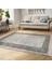 Kahverengi - Bej Zeminde Çerçeveli Motifli Kilim Desenli Avangarde Geometrik Dijital Baskılı Makinede Yıkanabilir Kaymaz Taban Saçaklı Halı 3