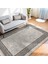 Kahverengi - Bej Zeminde Çerçeveli Motifli Kilim Desenli Avangarde Geometrik Dijital Baskılı Makinede Yıkanabilir Kaymaz Taban Saçaklı Halı 5
