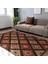 Kahverengi Zeminde Geleneksel Motifli Kilim Desenli Geometrik Etnik Motifler Dijital Baskılı Makinede Yıkanabilir Kaymaz Taban Saçaklı Halı 3