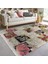 Krem Zeminde Patchwork Motifli Örme Desenli Klasik Vintage Dijital Baskılı Makinede Yıkanabilir Kaymaz Taban Saçaklı Halı 1