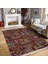 Kırmızı - Kahverengi Zeminde Patchwork Motifli Otantik Desenli Etnik Motifler Eskitme Motifli Dijital Baskılı Makinede Yıkanabilir Kaymaz Taban Saçaklı Halı 5