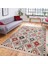Çok Renkli Zeminde Kilim Motifli Pers Desenli Vintage Avangarde Dijital Baskılı Makinede Yıkanabilir Kaymaz Taban Saçaklı Halı 2