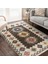 Kahverengi Zeminde Etnik Motifli Kilim Desenli Avangarde Vintage Dijital Baskılı Makinede Yıkanabilir Kaymaz Taban Saçaklı Halı 3