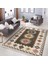 Kahverengi Zeminde Etnik Motifli Kilim Desenli Avangarde Vintage Dijital Baskılı Makinede Yıkanabilir Kaymaz Taban Saçaklı Halı 5