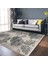 Ekru - Gri Zeminde Yağlıboya Motifli Çiçek Desenli Floral Vintage Dijital Baskılı Makinede Yıkanabilir Kaymaz Taban Saçaklı Halı 3