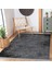 Siyah - Süme Zeminde Kilim Motifli Eskitme Desenli Geometrik Eskitme Motifli Dijital Baskılı Makinede Yıkanabilir Kaymaz Taban Saçaklı Halı 3
