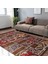 Kırmızı Zeminde Patchwork Motifli Etnik Desenli Etnik Motifler Vintage Dijital Baskılı Makinede Yıkanabilir Kaymaz Taban Saçaklı Halı 1