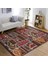 Kırmızı Zeminde Patchwork Motifli Etnik Desenli Etnik Motifler Vintage Dijital Baskılı Makinede Yıkanabilir Kaymaz Taban Saçaklı Halı 2