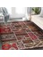 Kırmızı Zeminde Patchwork Motifli Etnik Desenli Etnik Motifler Vintage Dijital Baskılı Makinede Yıkanabilir Kaymaz Taban Saçaklı Halı 3