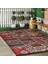 Kırmızı Zeminde Patchwork Motifli Etnik Desenli Etnik Motifler Vintage Dijital Baskılı Makinede Yıkanabilir Kaymaz Taban Saçaklı Halı 5