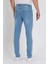 Erkek Jeans Skinny Fit Likralı Buz Mavi Tırnaklı 4