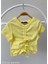 Kız Çocuk Büzgülü Kısa Kol T-Shirt 3309 Sarı 1