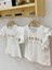 Kız Bebek Kuşlu Fırfır Kollu T-Shirt 32606 Ekru 1