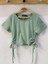 Kız Çocuk Basic Büzgülü Kısa Kol T-Shirt 3258 Mint 1