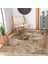 Kahverengi Zeminde Retro Motifli Yaprak Desenli Vintage Eskitme Motifli Salon & Oturma Odası Dış Mekan & Outdoor Dijital Baskılı Makinede Yıkanabilir Kaymaz Taban Saçaklı Halı 3