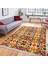 Lacivert - Hardal Zeminde Etnik Motifli Tribal Desenli Geometrik Etnik Motifler Salon & Oturma Odası Dış Mekan & Outdoor Dijital Baskılı Makinede Yıkanabilir Kaymaz Taban Saçaklı Halı 5