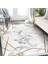Beyaz Zeminde Modern Motifli Mermer Desenli Geometrik Klasik Salon & Oturma Odası Banyo Dijital Baskılı Makinede Yıkanabilir Kaymaz Taban Saçaklı Halı 5