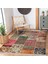 Kırmızı - Krem Zeminde Patchwork Motifli Geleneksel Desenli Vintage Etnik Motifler Salon & Oturma Odası Koridor & Antre Dijital Baskılı Makinede Yıkanabilir Kaymaz Taban Saçaklı Halı 3