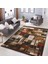 Kahverengi Zeminde Yağlı Boya Motifli Modern Sanat Desenli Klasik Modern Salon & Oturma Odası Yatak Odası Dijital Baskılı Makinede Yıkanabilir Kaymaz Taban Saçaklı Halı 5