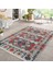 Kırmızı Zeminde Kilim Motifli Geleneksel Desenli Avangarde Etnik Motifler Salon & Oturma Odası Yatak Odası Dijital Baskılı Makinede Yıkanabilir Kaymaz Taban Saçaklı Halı 5