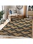 Krem - Gri Zeminde Hasır Motifli Geometrik Desenli Geometrik Klasik Koridor & Antre Dış Mekan & Outdoor Dijital Baskılı Makinede Yıkanabilir Kaymaz Taban Saçaklı Halı 2