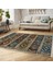 Renkli Zeminde Kilim Motifli Baklava Desenli Avangarde Vintage Koridor & Antre Salon & Oturma Odası Dijital Baskılı Makinede Yıkanabilir Kaymaz Taban Saçaklı Halı 3